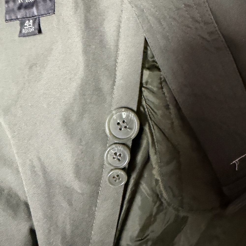 English Squire Mens Trench Coat Olive Green Belted Long Jacket Size 44R - Picture 7 of 8